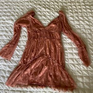 ASOS pink dot chiffon mini dress